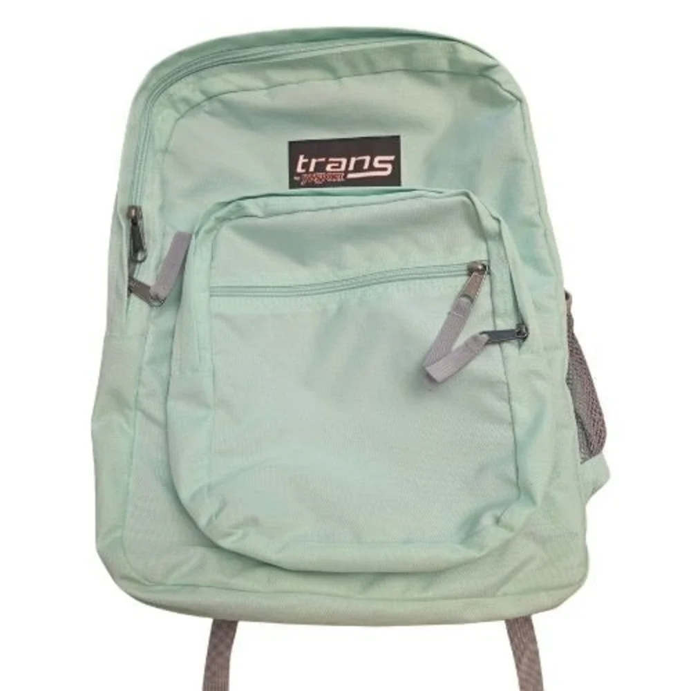 Trans by JanSport Mint Green Backpack School Bag Padded Straps Mesh Pocket 4 Zip